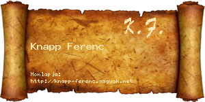 Knapp Ferenc névjegykártya